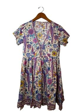 NWOT Spell Floral LoveBird Print Mini Dress Size XS